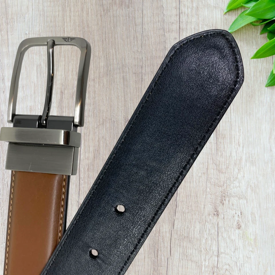 Dockers коричневый и черный двусторонний платье ремень мужской размер 38 веган кожи никель - Изображение 3 из 4