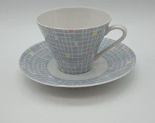 Vtg Schumann Arzberg Tea Cup Saucer Demitasse MCM Geometric