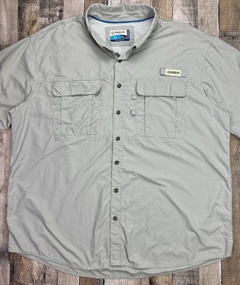 Magellan Fish Gear Fishing Shirt Mens 2XL Gray Short Sleeve Button Up Outdoor