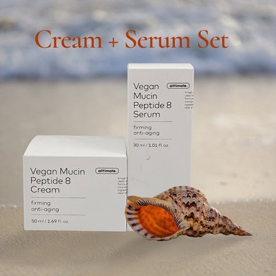 2 PC The Face Shop VEGAN MUCIN PEPTIDE 8 Anti-Aging Cream + Face Serum