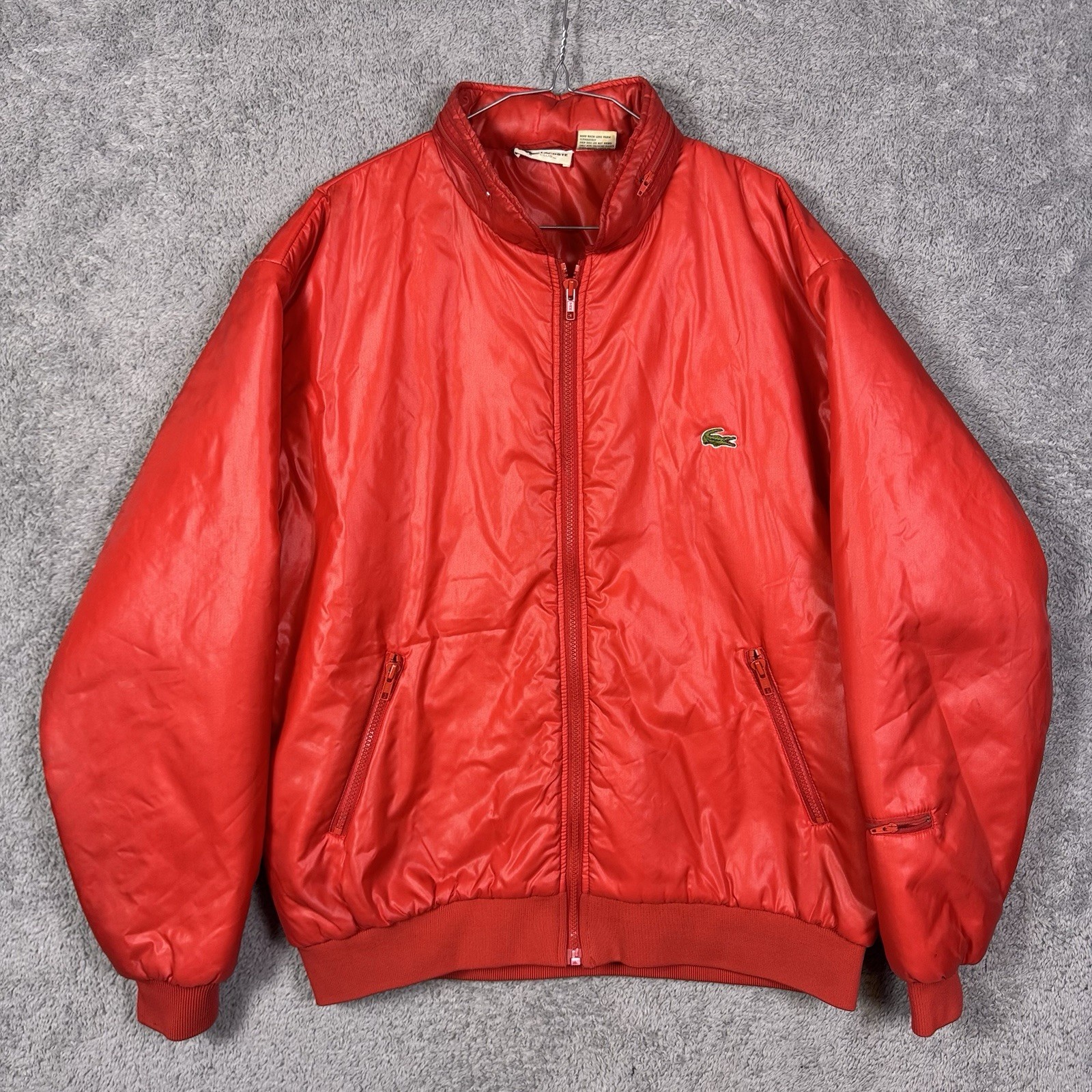 Vintage Lacoste Jacket Mens XL Full Zip Club Windbreaker Track Hooded Nylon 8998