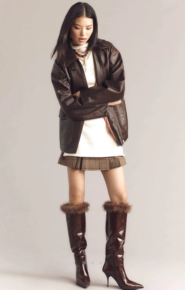 Anthropologie Jeffrey Campbell Bota Térmica Imitación Piel Bota Plegable Marrón 7 NUEVA Foto 3 de 4