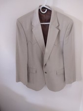 Circle S 40R oyster light sand Western Yoke Mens Blazer Suit Jacket Sport Coat