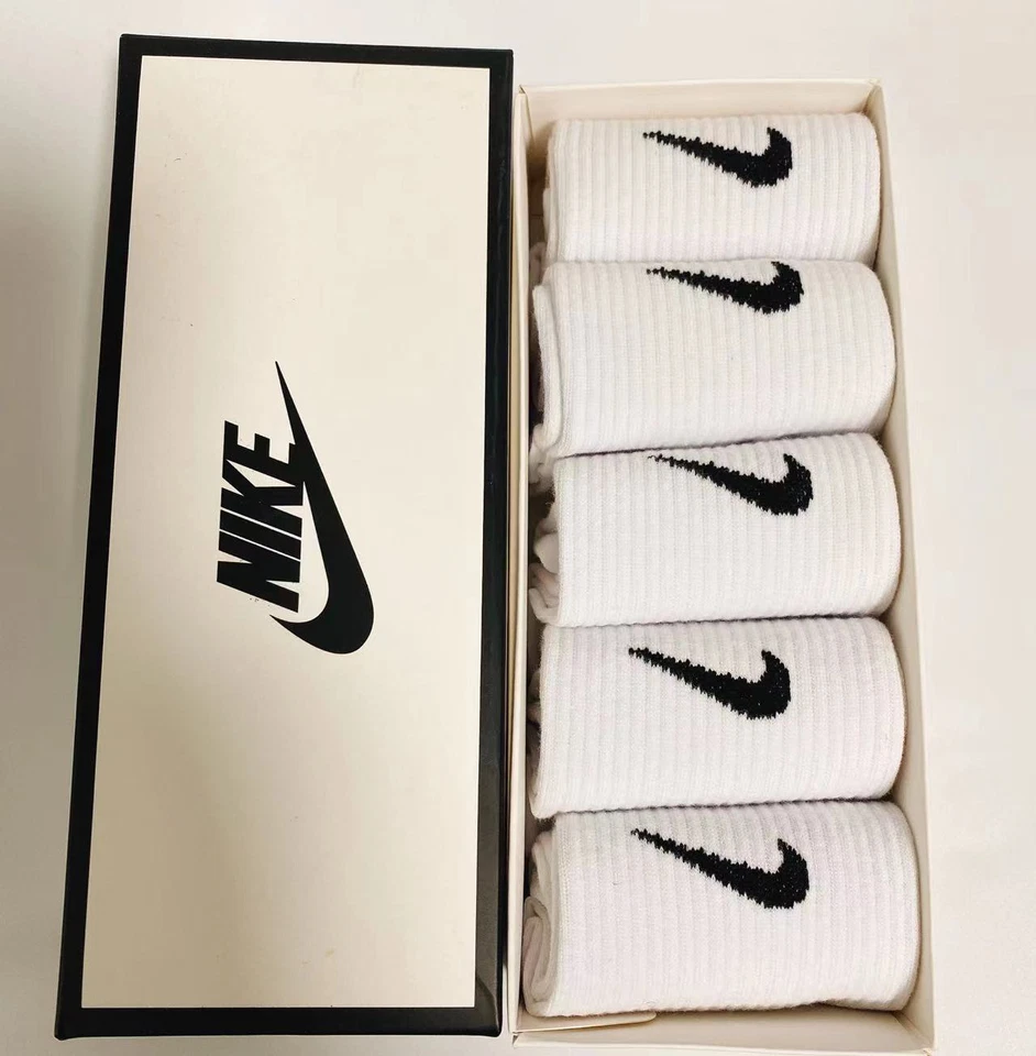 Nike Socks 5 Pairs Pack Men Women Sports Socks Cotton Casual Mid-Tube Socks UK