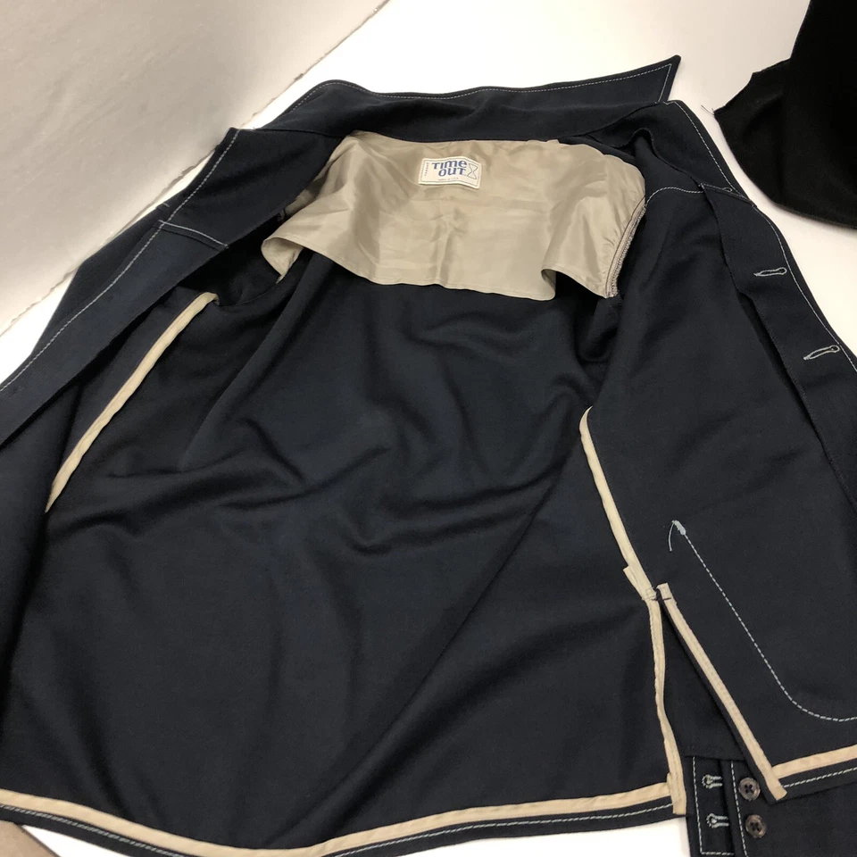 Camisa jaqueta vintage anos 70 Farah Time Out MOD azul hippie WHIP STITCH texturizada LAZER - Imagem 3 de 4