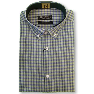 Olive Check Next Image Shirt normale Passform