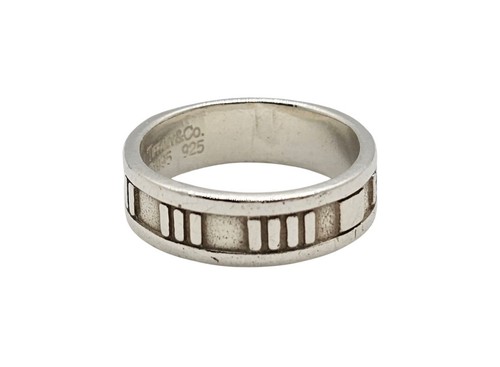 TIFFANY & CO. 1995 ATLAS ROMAN NUMBERALS 925 SILVER NARROW RING - AUTHENTIC - Picture 2 of 10