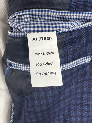 PETER MILLAR Blue Shepherd Check Worsted Flannel Dual Vent Patch Pocket Jacket - Picture 8 of 13