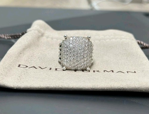 David Yurman WHEATON Pave Diamond Sterling Silver 925 25x16mm RING SZ 7.5 - Picture 3 of 5