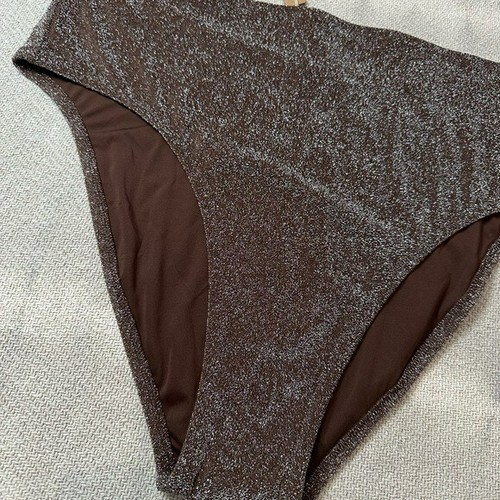 Parte inferior de bikini de natación SKIMS talla grande 4X nueva con etiquetas $98 marrón brillante tiro alto raro - Imagen 2 de 9