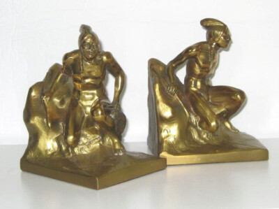 Indian Scout PM Craftsman Another Symbol of a Nation Brass Bookends Made in USA