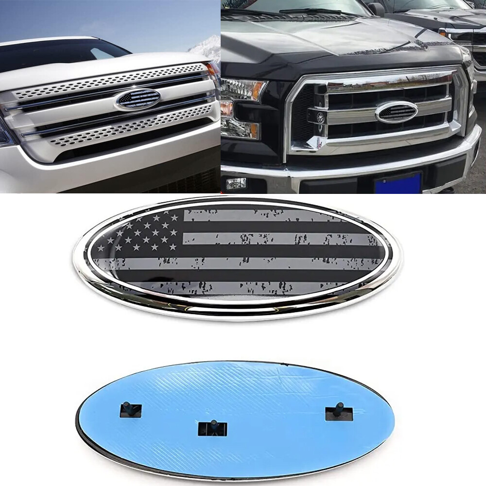 9in Front Grille Emblem Tailgate US Flag Oval Badge for F150 F250 F350 2005-2007