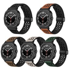 Breathable Leather Band Magnetic Clasp Strap for Samsung Galaxy Watch Ultra 47mm