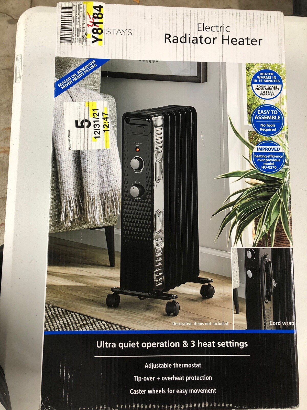 Mainstays 1500W Mechanical Oil Filled Electric RadiatorHeater, WSH07O2ABB,  Black 810004819306 | eBay