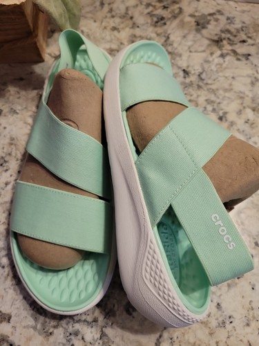 Crocs Size 8 LITERIDE STRETCH Neo Mint White Sandals New Womens Shoes  191448504158 | eBay