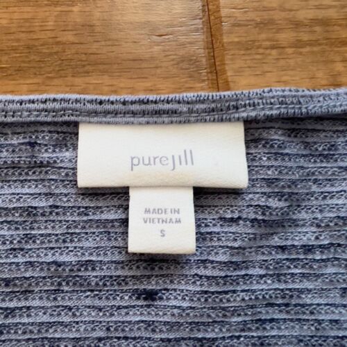 J.Jill Pure Jill Top Gr. S blau gestreift vorne zum Binden Kurzarm Leinenmischung - Bild 3 von 8