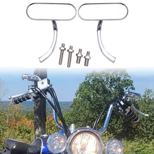 Motorcycle Mini Oval Mirrors Chrome for Harley Dyna Softail Touring Sportster