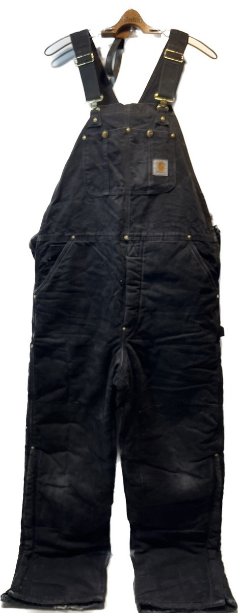 CARHARTT Bib Overalls Arctic Quilt Lined 38x34 Insulated Black R03