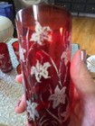 Anchor Hocking Tumblers Glasses Ruby Red White Lilies Vtg Mid Century Juice 6pcs — photo 8