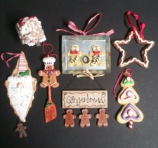 Gingerbread Christmas Tree House Santa Cookies Holiday Ornament Lot 7 Pieces 
