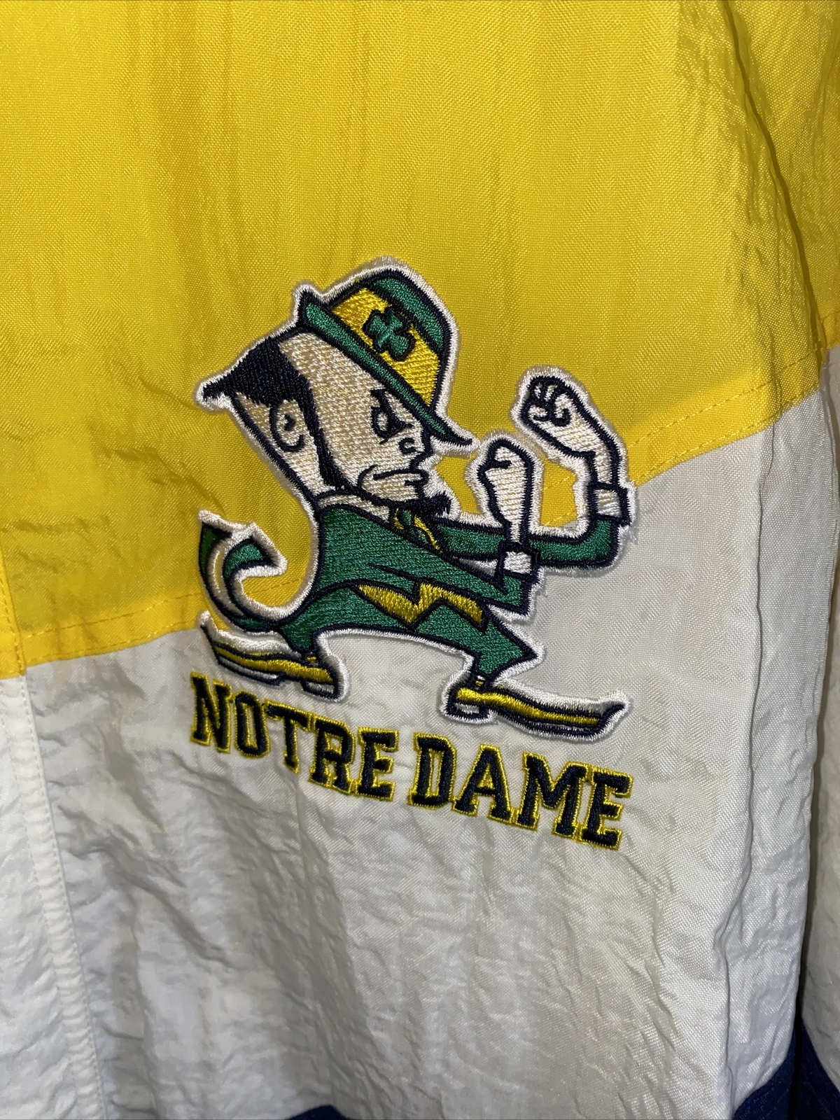 NOTRE DAME FIGHTING IRISH Jacket VINTAGE APEX ONE LRG Sewn NCAA LOGO Leprechaun