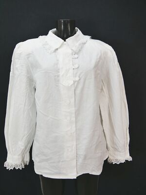 Gr.46 Trachtenbluse weiß Bluse für Dirndl ACappella mit Spitze Stickerei TB9442