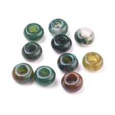 30pc Natural Indian Agate European Large Hole Rondelle Beads Stone Spacer 14x8mm