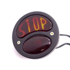 Luz de freno trasera redonda STOP de metal negro vintage para motocicleta Harley Café Racer