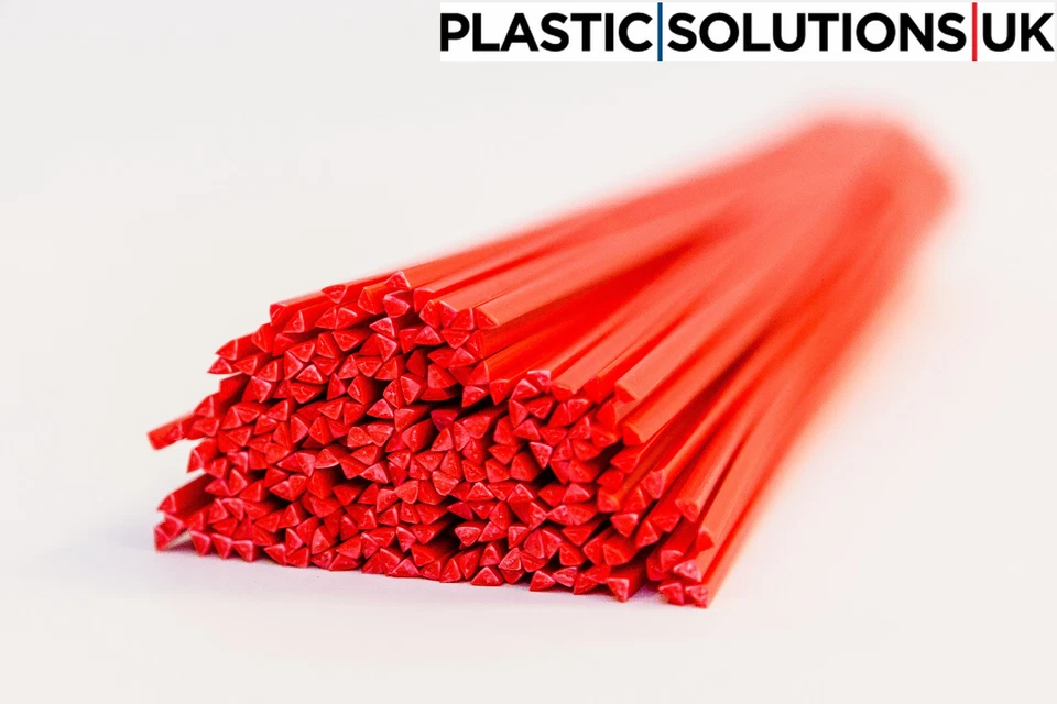 PLASTIC SOLUTIONS UK HDPE Plastic welding rods (4mm) red, triangle shape, pack of 20 rods