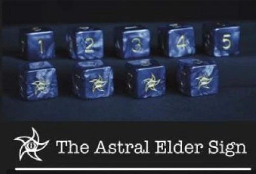 Elder Dice ED6-A01 The Astral Elder Sign d6 Tubo (9 dados) Azul y Dorado Mitos Nuevo en Caja Foto 3 de 4