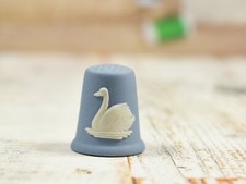 Lovely Wedgwood Blue & White Jasper Ware Swan Thimble