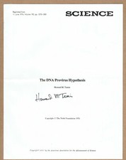 Howard Temin, Nobel prize for medicine winner.  1976 autograph Nobel lecture