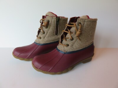 NEW Sperry Top-Sider Women's Saltwater Duck Boot Size 5 Wool Tan Snow Rain Boots