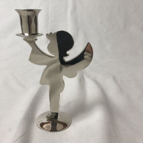 Fink Engel Kerzenständer Kerzenhalter Figur versilbert Dekoration Höhe 16 cm - Bild 1 von 14