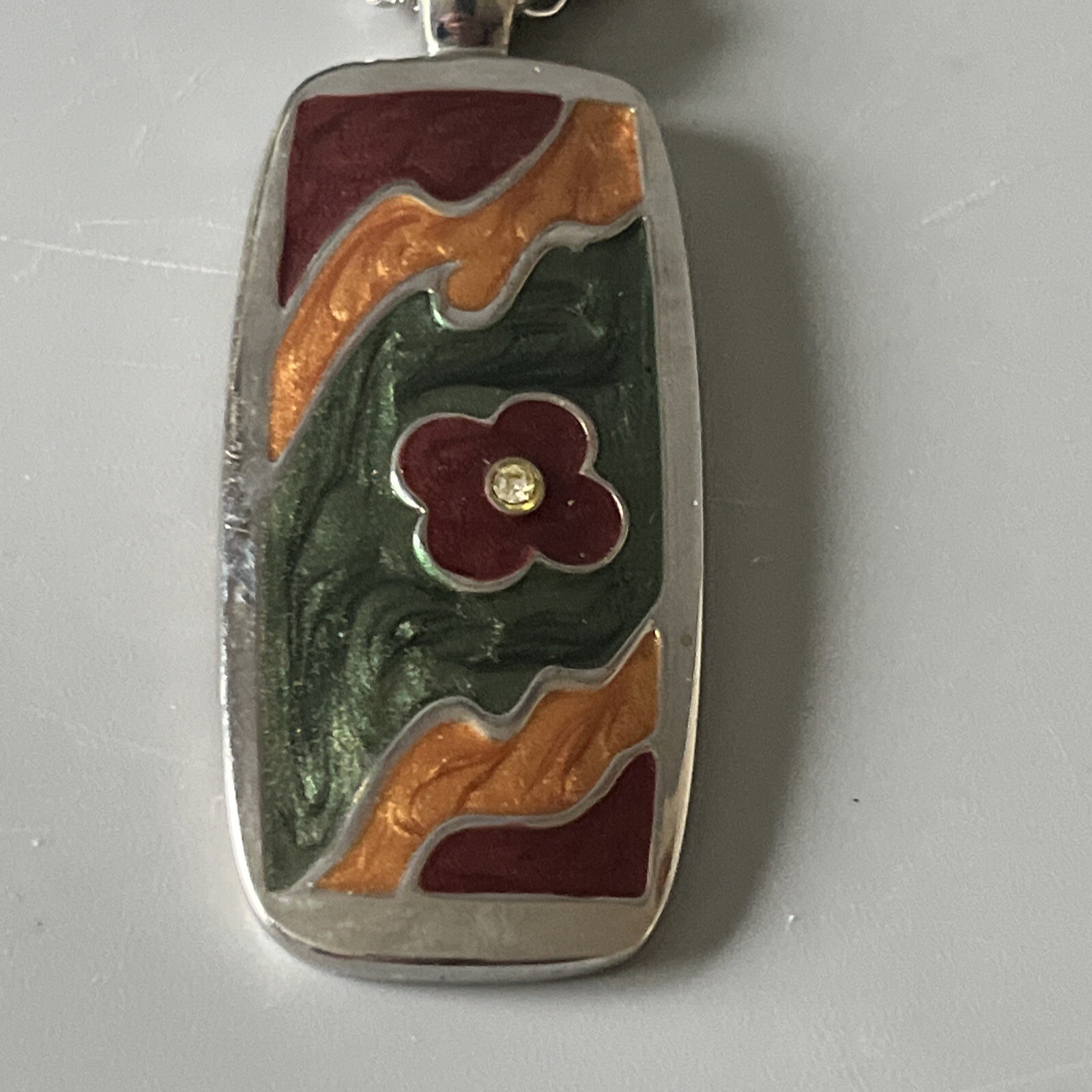 Pretty Vintage Large 1990s Rectangular Enamel Red… - image 2