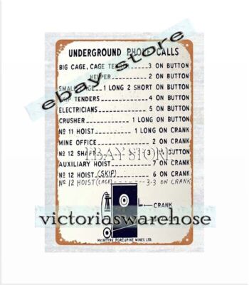 Underground Phone Call Mcintyre Porcupine Mines metal tin sign collectible tins