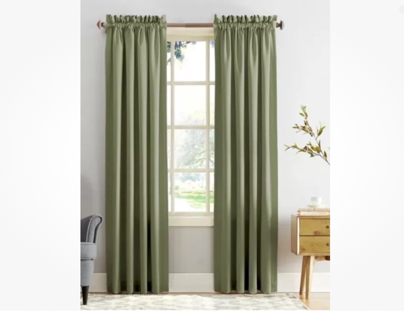 Sun Zero Blackout Energy Saving Room Darkening Curtain Panels Set of 2 New-image