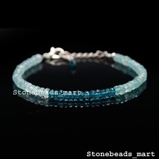 925 Sterling Silver London Blue Topaz+Aquamarine 3-4mm Faceted Bracelet 7