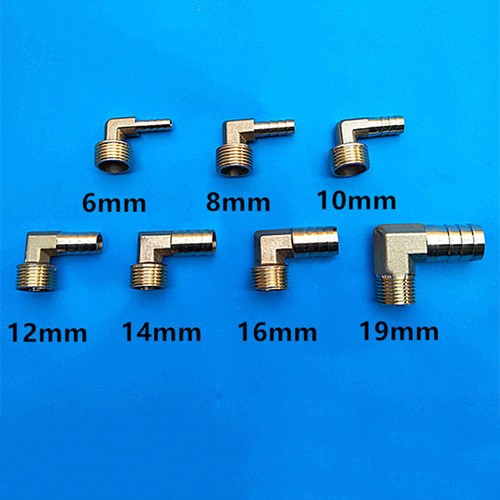 Gomito in ottone 90 gradi BSP barra x 1/2 pollice Adattatore filettato maschio qualità tubo spinato - Foto 2 di 10