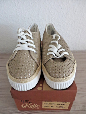 Kylie Crazy Damen Sneaker Turnschuhe Halbschuhe Schnürschuhe Beige Gr. 39