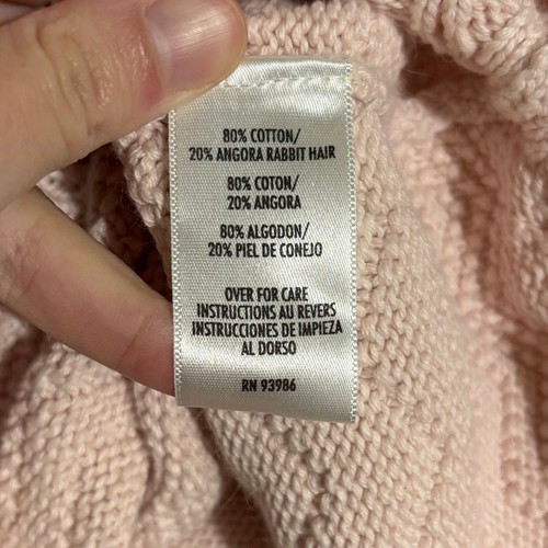 Petite Sophieticate Chunky Knit Pink Sweater Turtleneck Angora Rabbit Large - Picture 8 of 11