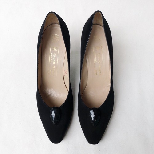 BRUNO MAGLI Size 40 / 9 Black Suede Round Toe Pumps Heels Made In Italy Designer - Picture 3 of 10