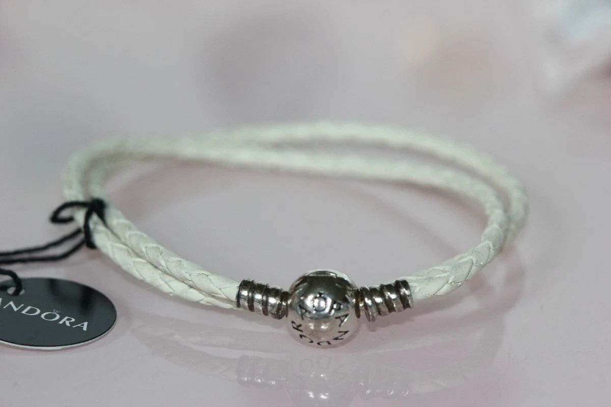 Pandora white leather double hotsell bracelet