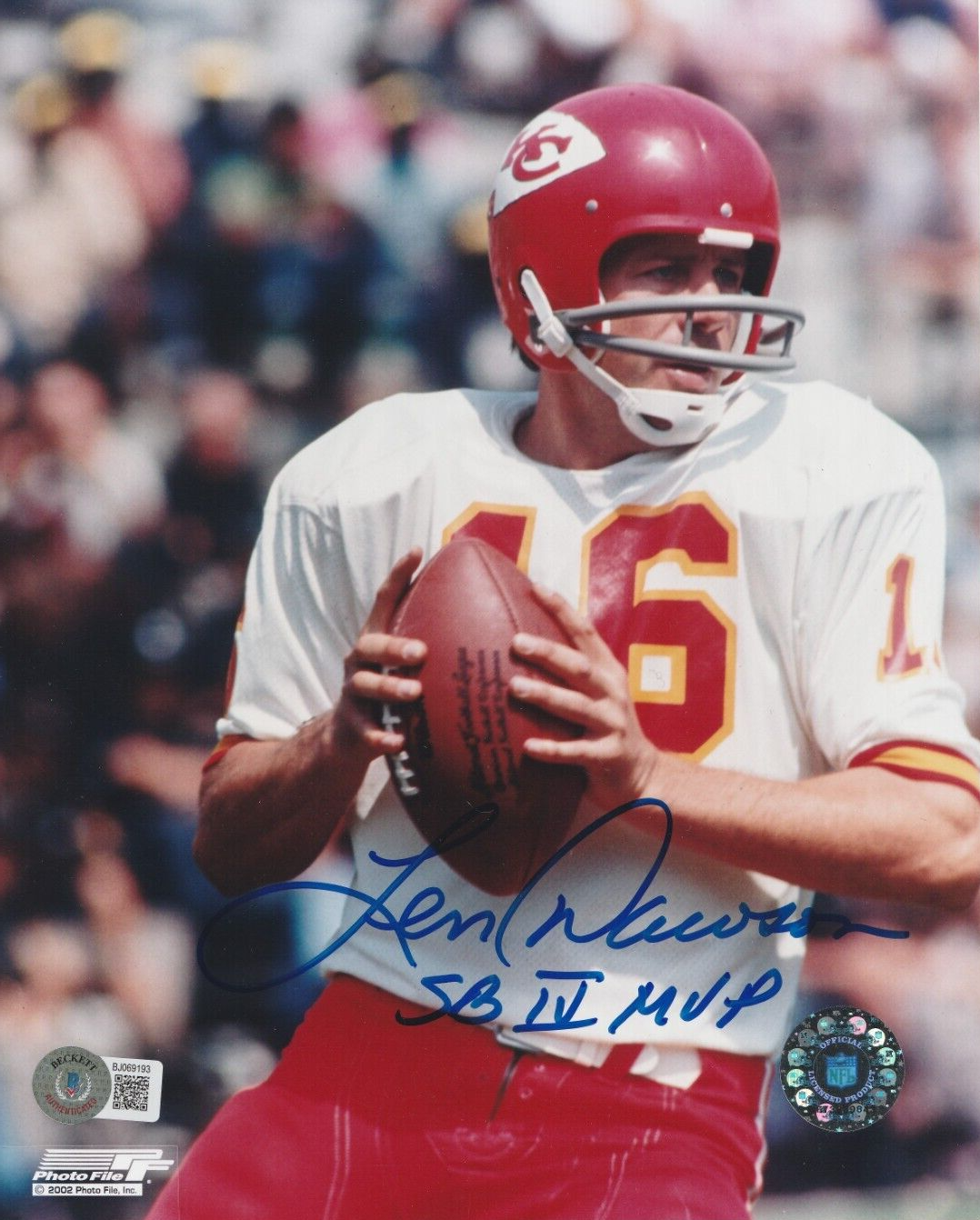 Len Dawson Autographed Signed 8x10 Kansas City Chiefs HOF Rare Beckett E608 