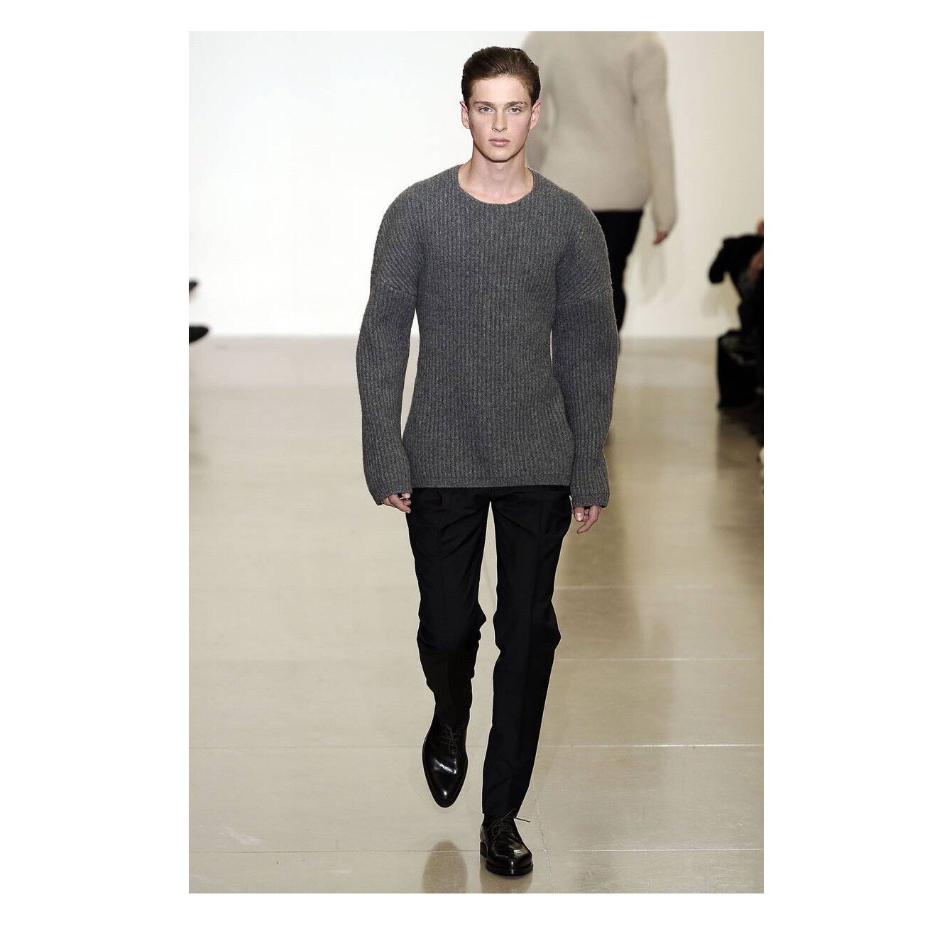 Jil Sander By Raf Simons Fall Winter 2009 Runway Men’s Grey Ribbed Knit Sweater Jil Sander By Raf Simons Fall Winter 2009 Runway Men’s Grey Ribbed Knit Sweater