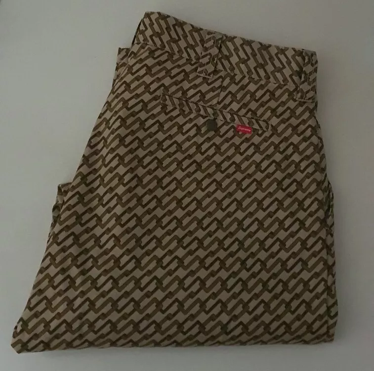 Pantalon de travail SS22 Supreme taille 36 W37 L34 pantalon kaki monogramme chaînes neuf