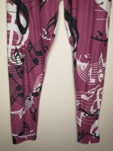 Lily by Firmiana Women's Music Note Leggings Musician Singer Bottoms Purple S/M - Picture 3 of 9