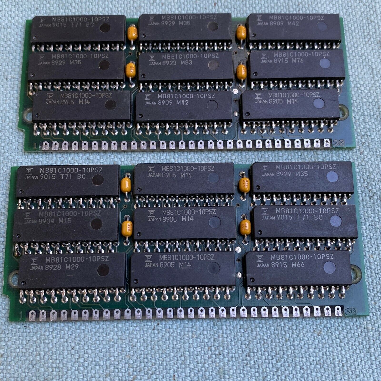 Vintage Fujitsu Memory Module DRAM 30 Pin Japan MB81C1000-10PSZ 8905 M14 Lot 2 