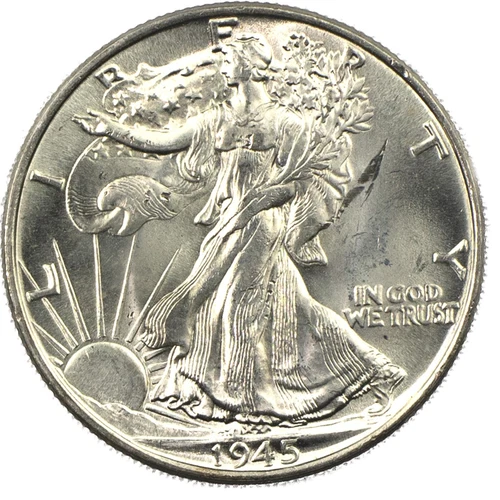 1945-P Philadelphia Walking Liberty Silver Half 50c GEM BU+Stunner!