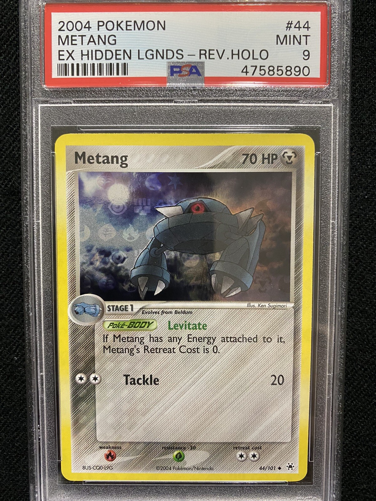 2004 Pokemon EX Hidden Legends Metang Reverse Holo 44/101 PSA 9 Mint